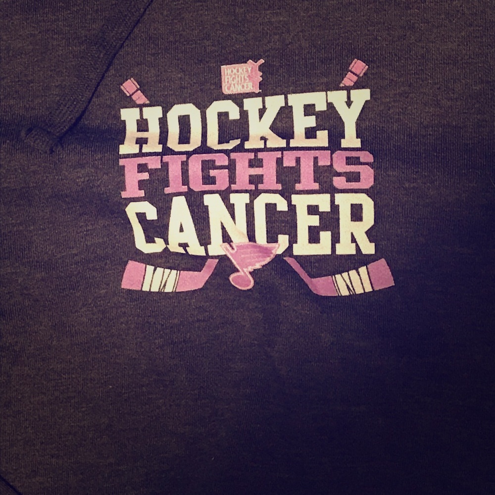 Blues “hockey fights cancer” hoodie. PurpleNWOT